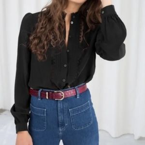 & Other Stories black lace detail blouse